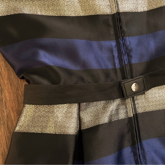 Amy Byer Girls 14 Formal Dress Shimmery Gold Blue Black Wedding Holiday Event - Picture 9 of 12